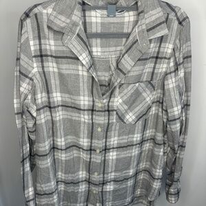 Old Navy White & Grey Flannel-The Classic Shirt-Size XL